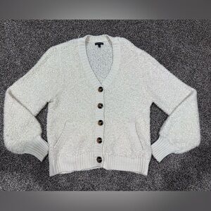 Who What Wear Cream Bouclé Button Cardigan Sweater Size Small